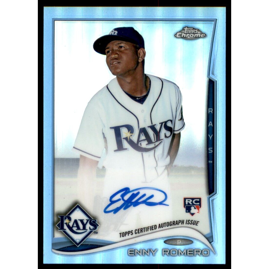 2014 Topps Chrome Rookie Autographs Blue Refractors #ER Enny Romero. rookie card picture
