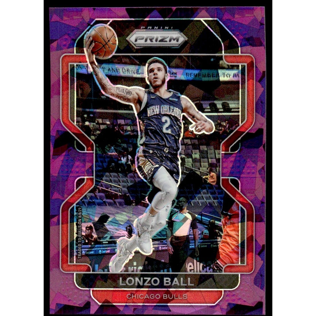 2021-22 Panini Prizm Prizms Purple Ice #69 Lonzo Ball. rookie card picture