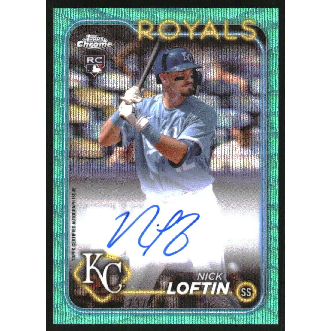 2024 Topps Chrome Rookie Autographs Aqua Wave Refractors #RANL Nick Loftin. rookie card picture