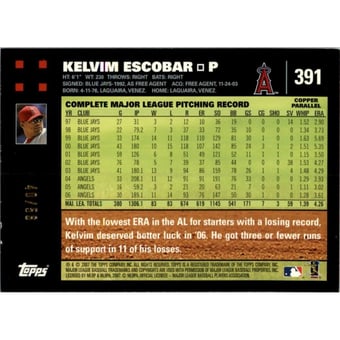 2007 Topps Copper #391 Kelvim Escobar