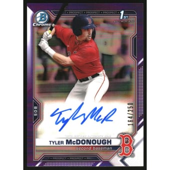 2021 Bowman Chrome Draft Autographs Purple Refractors #CDATMC Tyler McDonough
