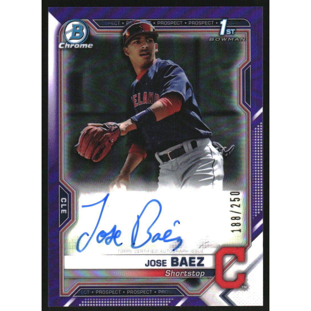 2021 Bowman Chrome Prospect Autographs Purple Refractors #CPAJB Jose Baez. rookie card picture