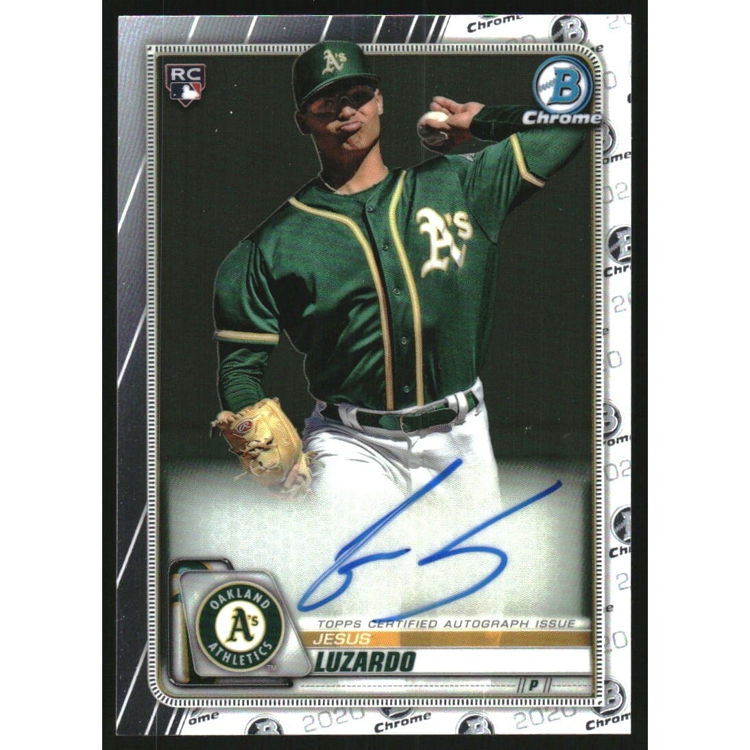 2020 Bowman Chrome Rookie Autographs #CRAJL Jesus Luzardo. rookie card picture