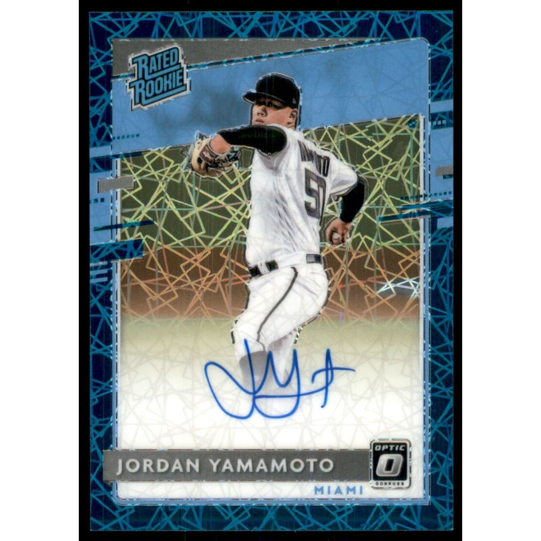 2020 Donruss Optic Rated Rookies Signatures Teal Velocity #30 Jordan Yamamoto/35. rookie card picture
