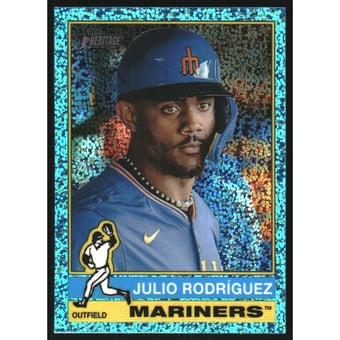 2025 Topps Heritage Chrome Light Blue Sparkle Refractors #369 Julio Rodriguez