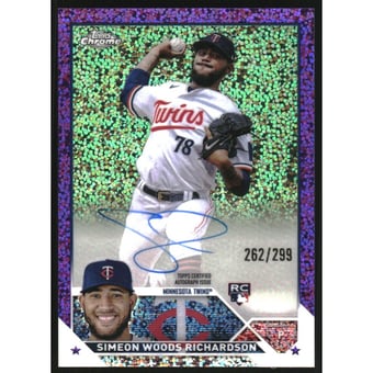 2023 Topps Chrome Rookie Autographs Purple Speckle Refractors #RASWR Simeon Woods Richardson