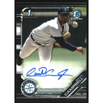 2019 Bowman Chrome Draft Autographs Black Refractors #CDAIC Isaiah Campbell