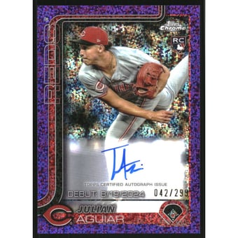 2025 Topps Chrome Update Rookie Debut Autographs Purple Speckle Refractors #CRDAJA Julian Aguiar