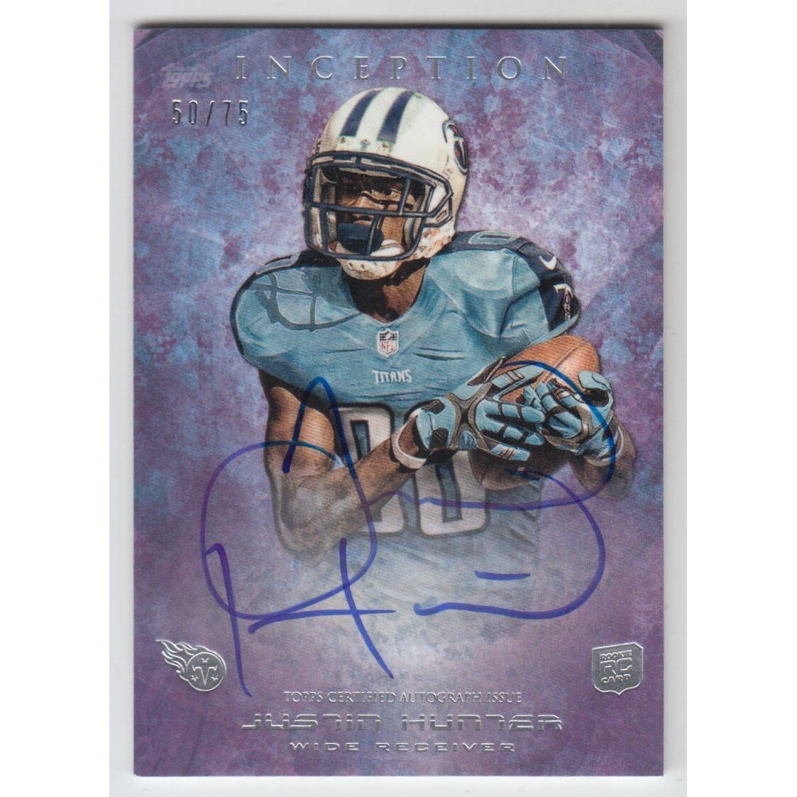2013 Topps Inception Purple #118 Justin Hunter AU. rookie card picture