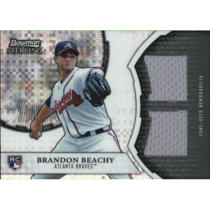 2011 Bowman Sterling Rookie Dual Relic X-Fractors #BB Brandon Beachy. rookie card picture
