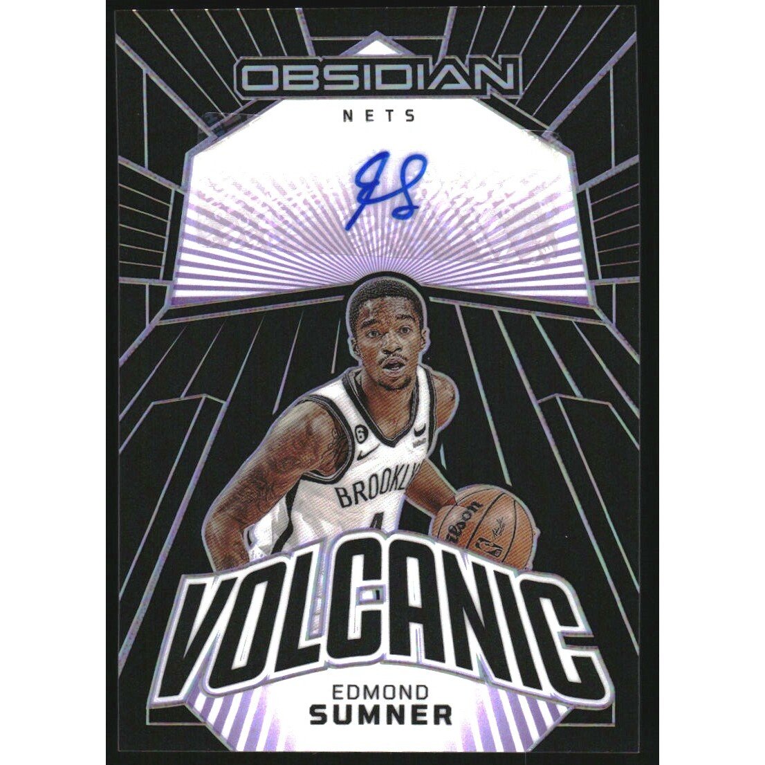 2022-23 Panini Obsidian Volcanic Signatures Electric Etch Purple #5 Edmond Sumner/75. rookie card picture