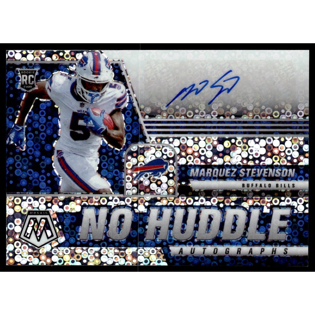 2021 Panini Mosaic Autographs No Huddle #100 Marquez Stevenson. rookie card picture