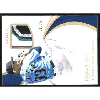 2019 Immaculate Collection Immaculate Swatches Nameplate #17 Justus Sheffield/15