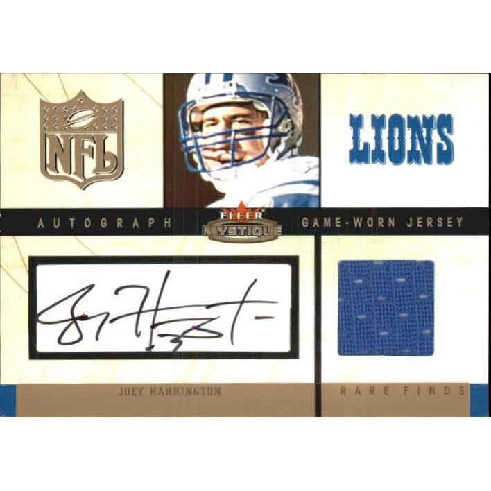 2003 Fleer Mystique Rare Finds Jersey Autographs #JH Joey Harrington. rookie card picture