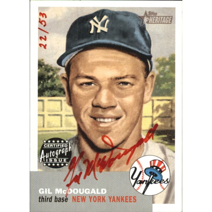 2002 Topps Heritage Real One Autographs Red Ink #ROGM Gil McDougald. rookie card picture