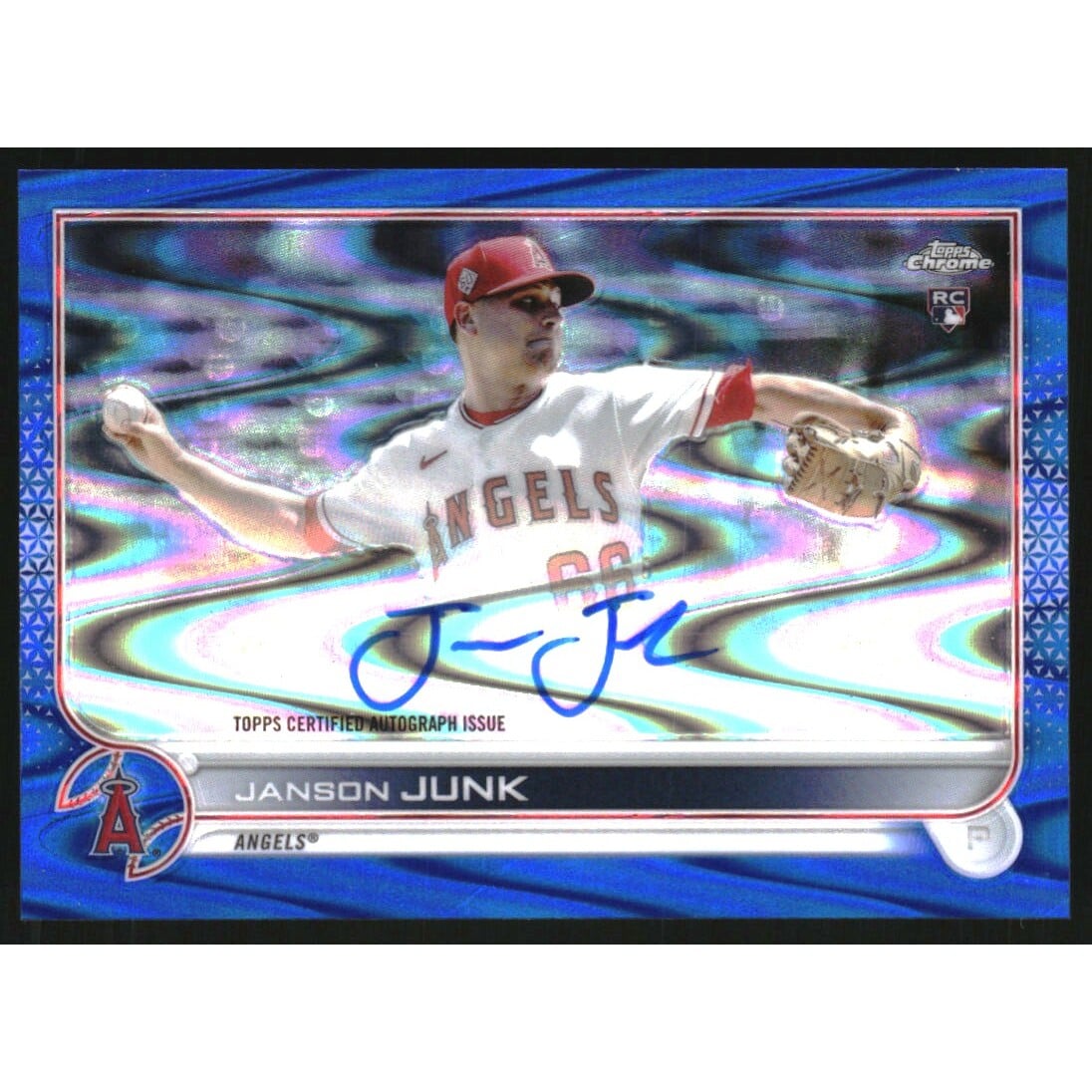 2022 Topps Chrome Rookie Autographs Blue RayWave Refractors #RAJJ Janson Junk. rookie card picture