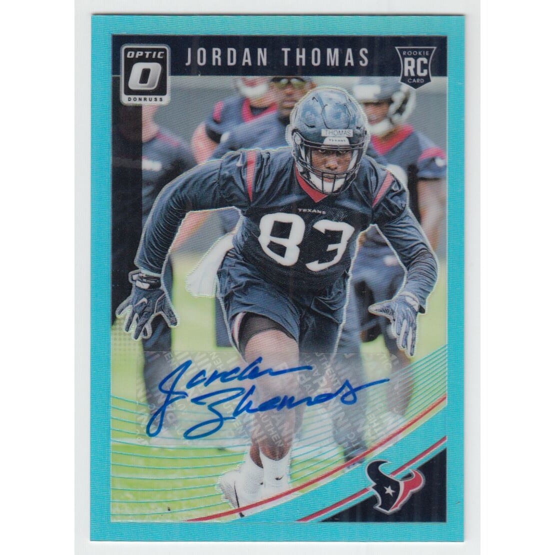 2018 Donruss Optic Rookie Autographs Blue #102 Jordan Thomas. rookie card picture