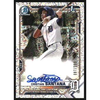 2021 Bowman Chrome Prospect Autographs Speckle Refractors #CPACS Cristian Santana