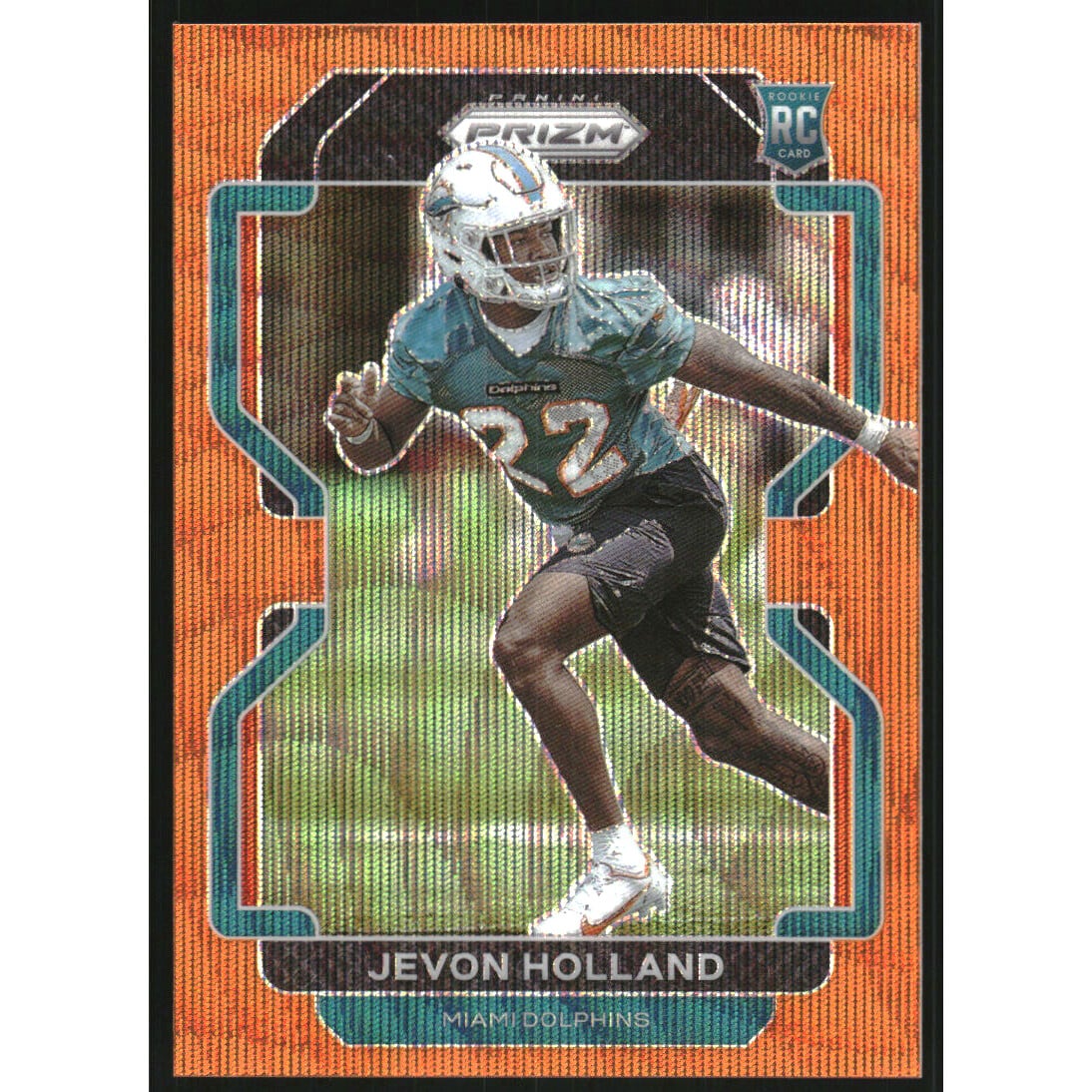 2021 Panini Prizm Prizms Orange Wave #392 Jevon Holland. rookie card picture