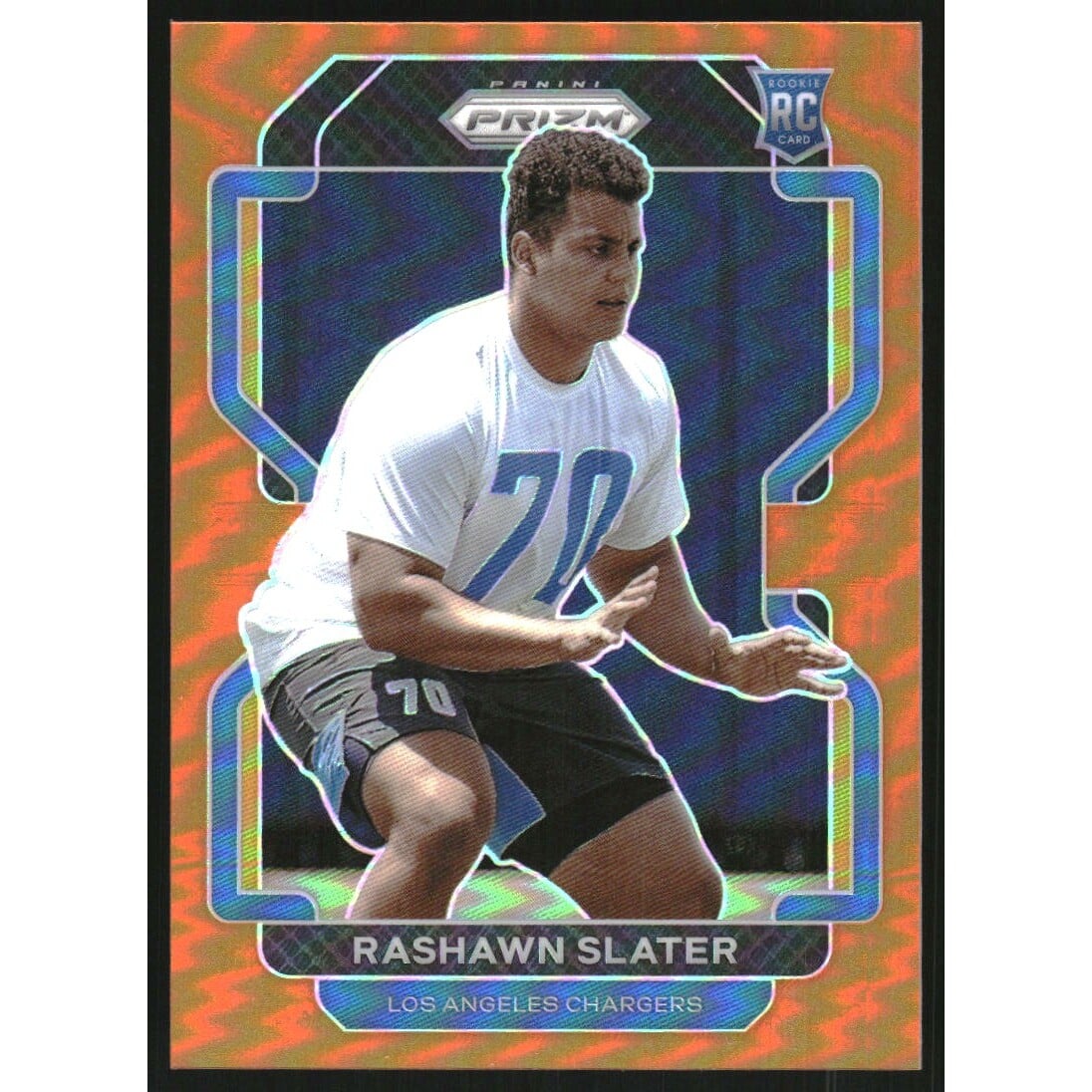 2021 Panini Prizm Prizms Orange #431 Rashawn Slater. rookie card picture