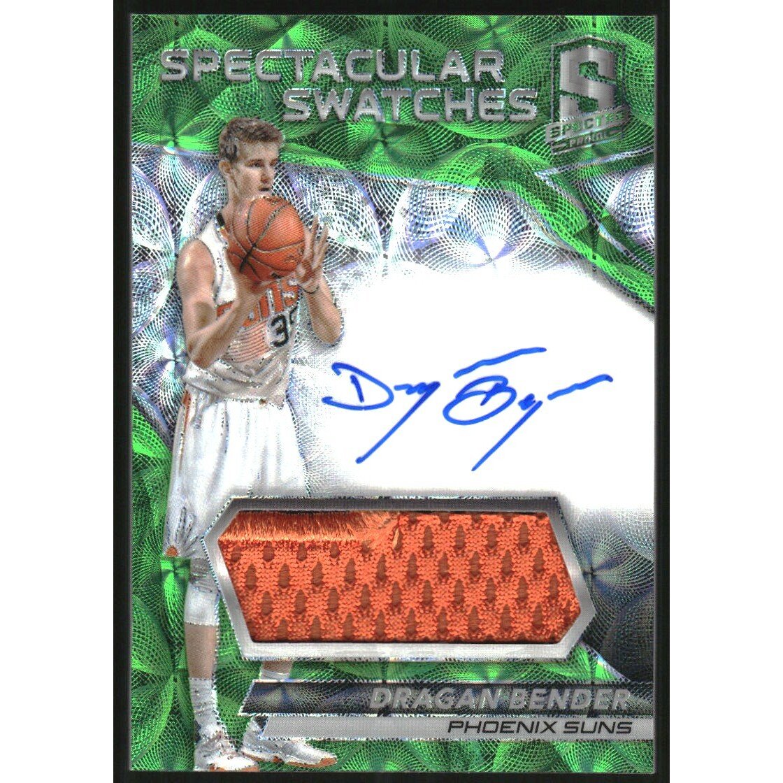 2016-17 Panini Spectra Spectacular Swatch Autographs Neon Green #7 Dragan Bender/25. rookie card picture