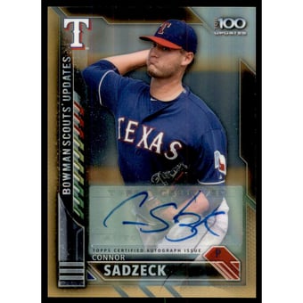 2016 Bowman Chrome Bowman Scouts Updates Autographs Gold Refractors #BSUCS Connor Sadzeck