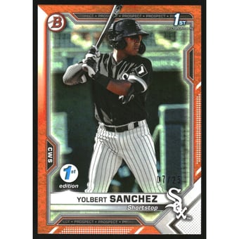 2021 Bowman 1st Edition Orange Foil #BFE40 Yolbert Sanchez