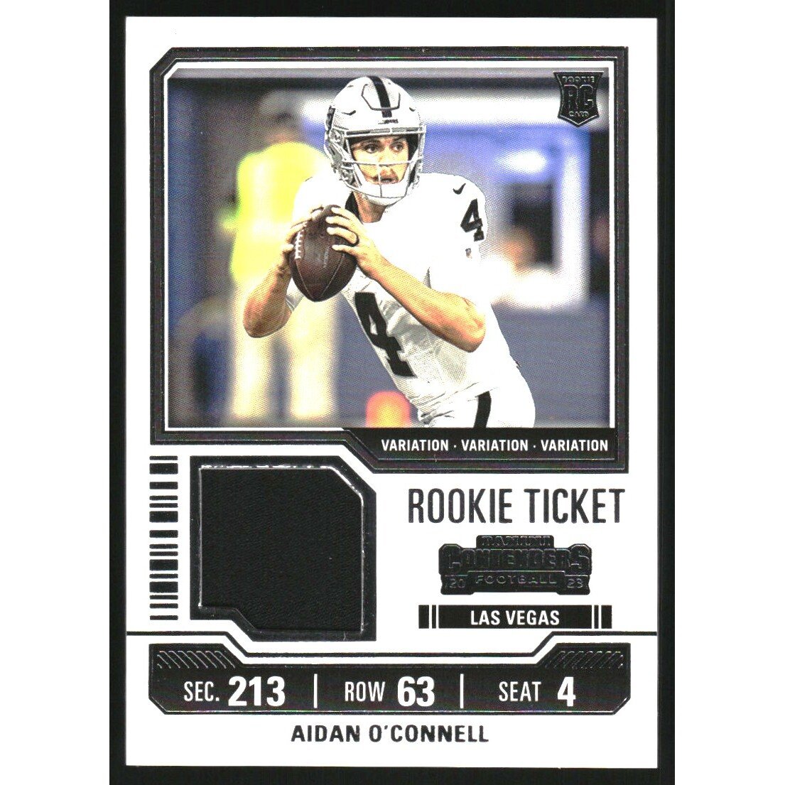 2023 Panini Contenders Rookie Ticket Swatches Variations #1 Aidan O'Connell. rookie card picture
