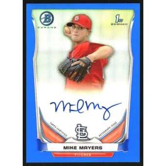 2014 Bowman Chrome Prospect Autographs Blue Refractors #BCAPMM Mike Mayers