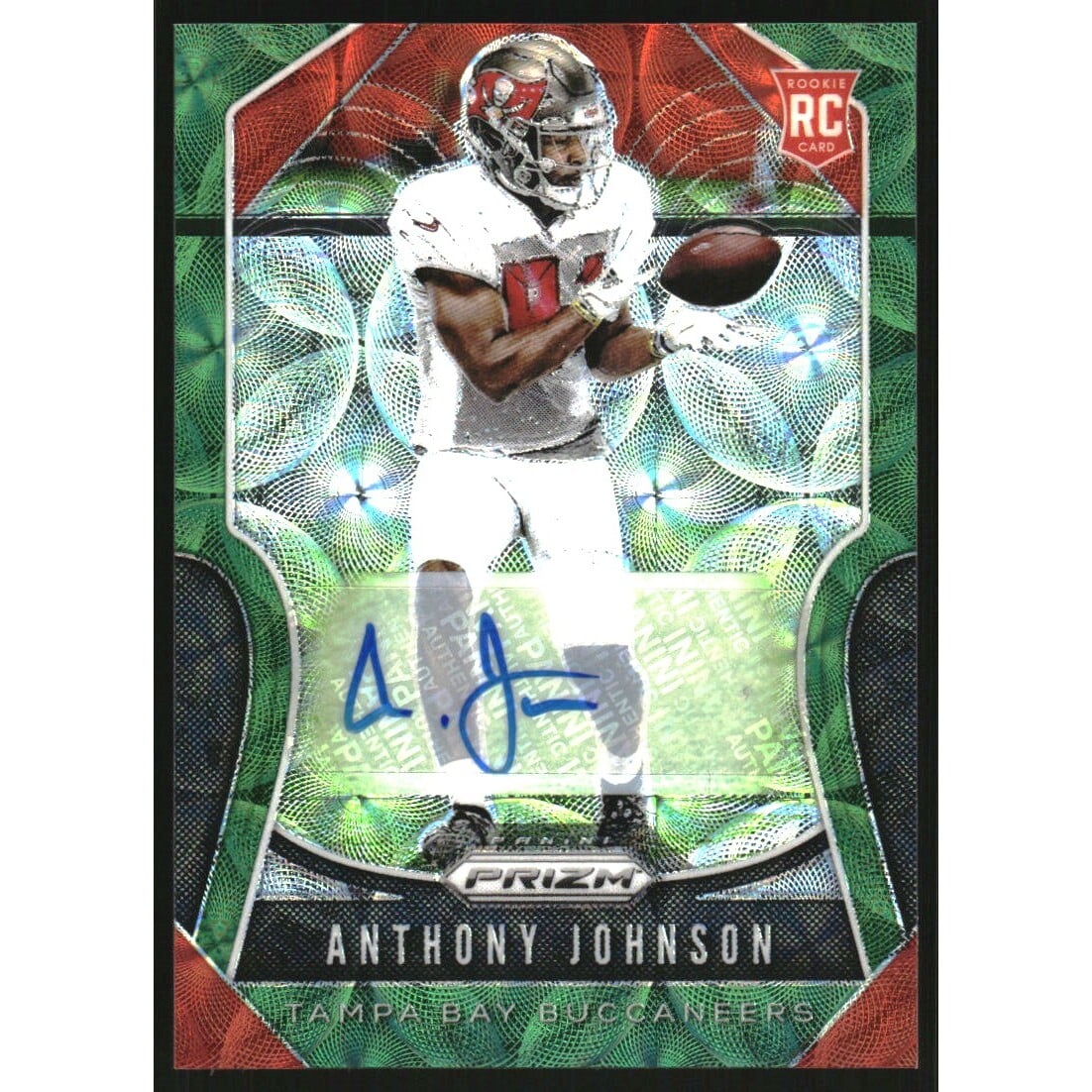 2019 Panini Prizm Rookie Autographs Prizms Green Scope #370 Anthony Johnson. rookie card picture