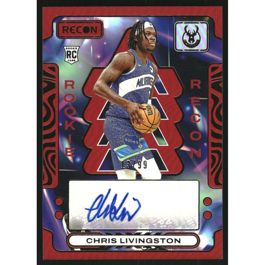2023-24 Panini Recon Rookie Recon Signatures Red #32 Chris Livingston. rookie card picture