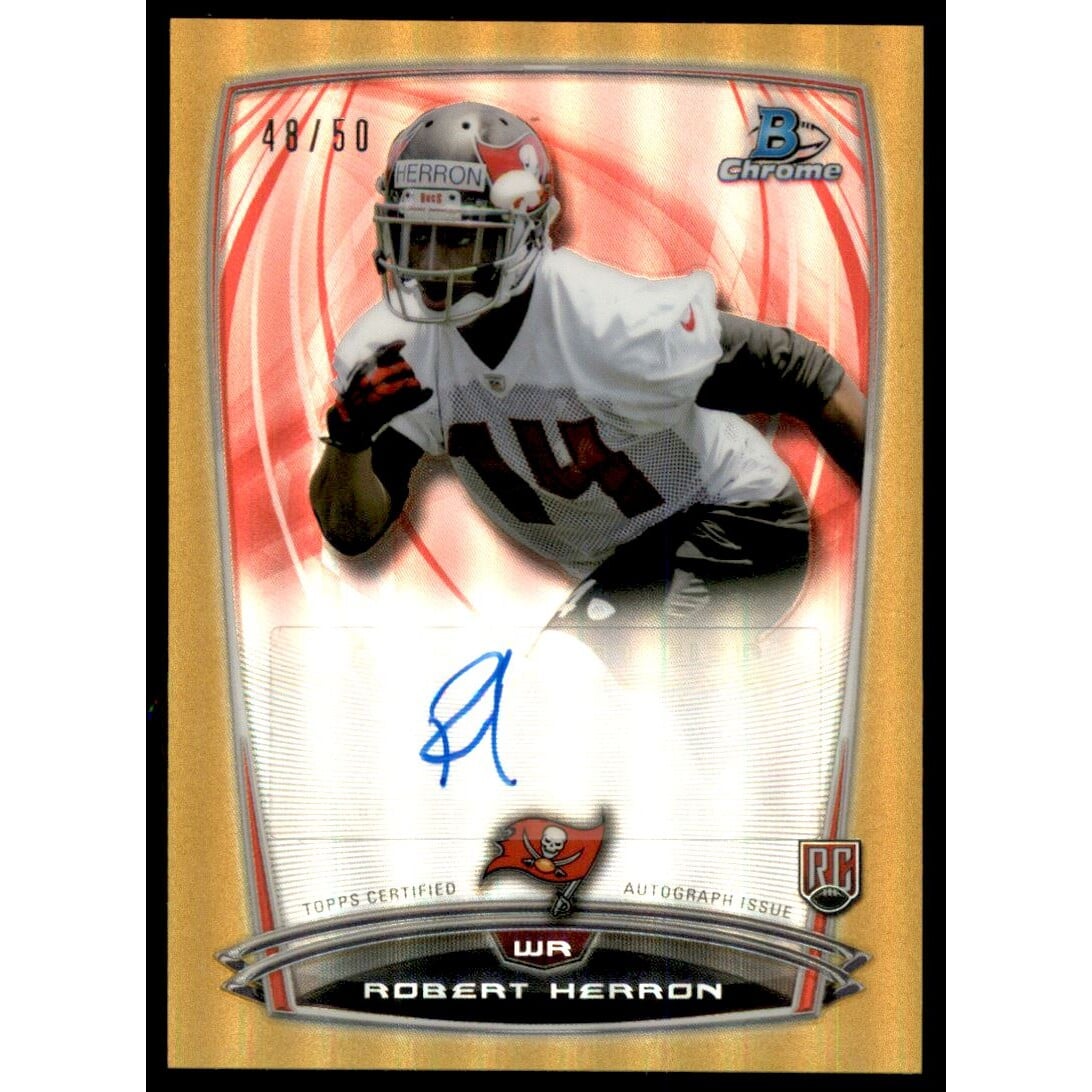 2014 Bowman Chrome Rookie Autographs Gold Refractors #RCRARH Robert Herron. rookie card picture