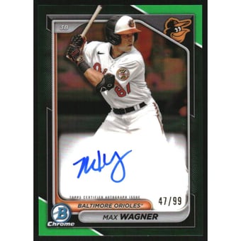 2024 Bowman Chrome Prospect Autographs Green Refractors #CPAMW Max Wagner