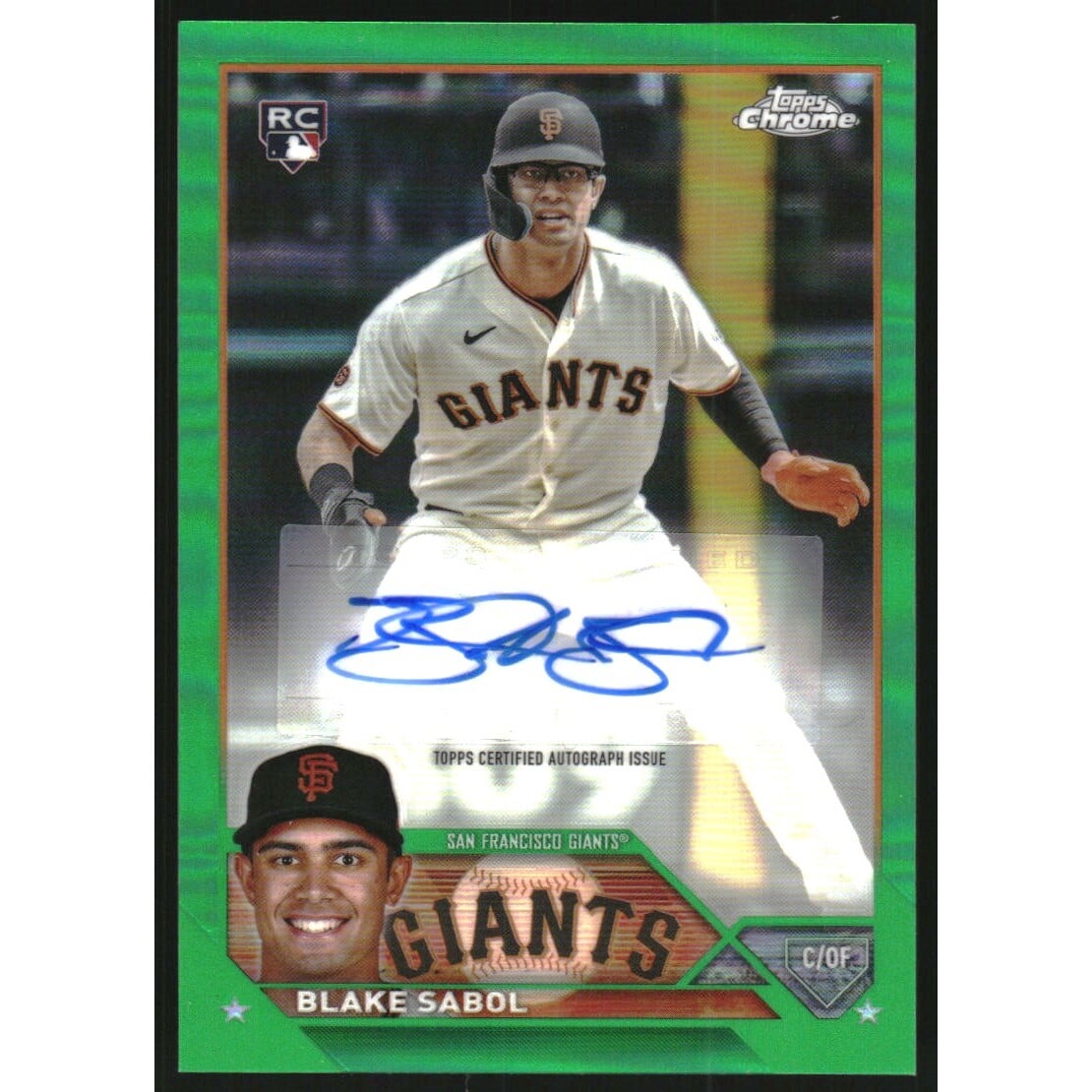 2023 Topps Chrome Update Autographs Green Refractors #ACBSA Blake Sabol. rookie card picture