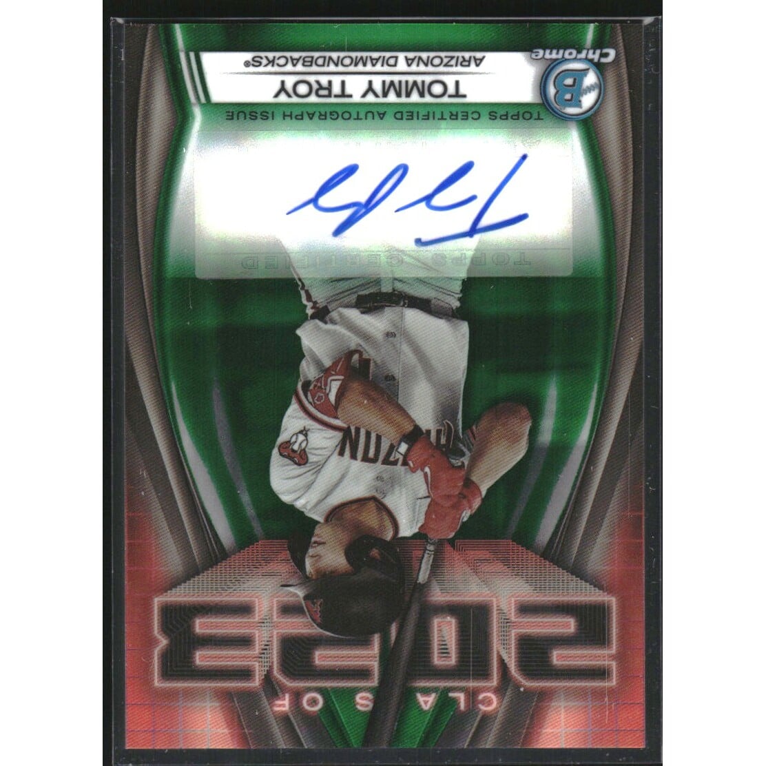 2023 Bowman Chrome Draft Class of '23 Autographs Green Refractors #23ATT Tommy Troy. rookie card picture