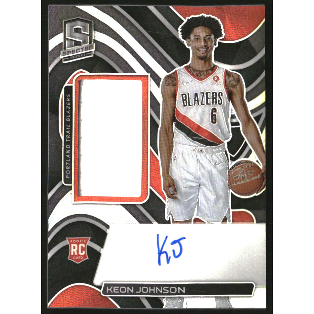 2021-22 Panini Spectra #176 Keon Johnson JSY AU. rookie card picture