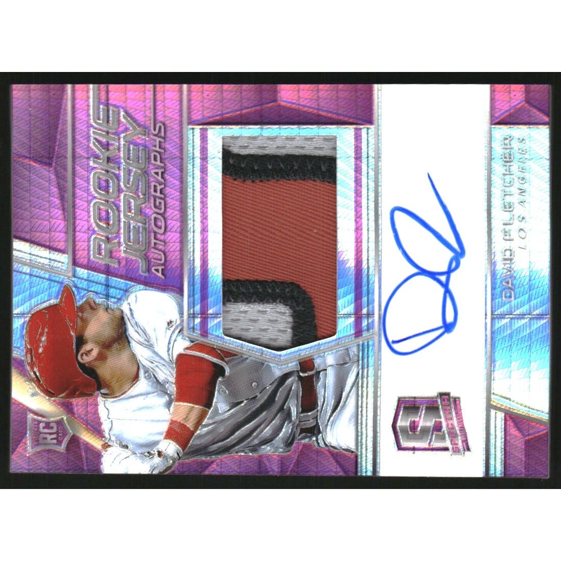2019 Panini Spectra Neon Pink #134 David Fletcher JSY AU/49. rookie card picture