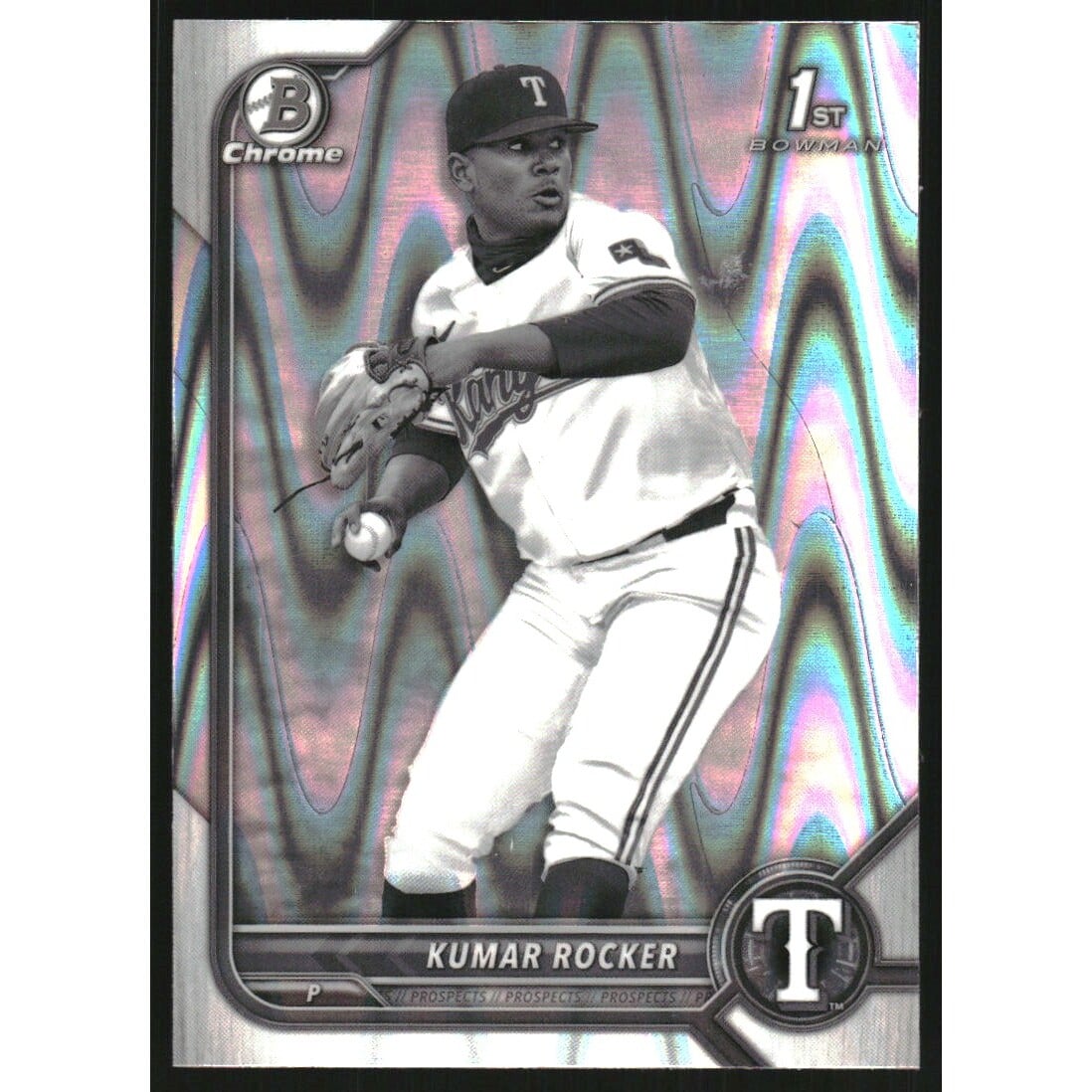 2022 Bowman Chrome Draft Black and White RayWave Refractors #BDC164 Kumar Rocker. rookie card picture