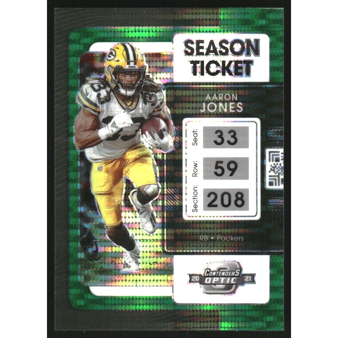 2021 Panini Contenders Optic Green Pulsar #35 Aaron Jones. rookie card picture
