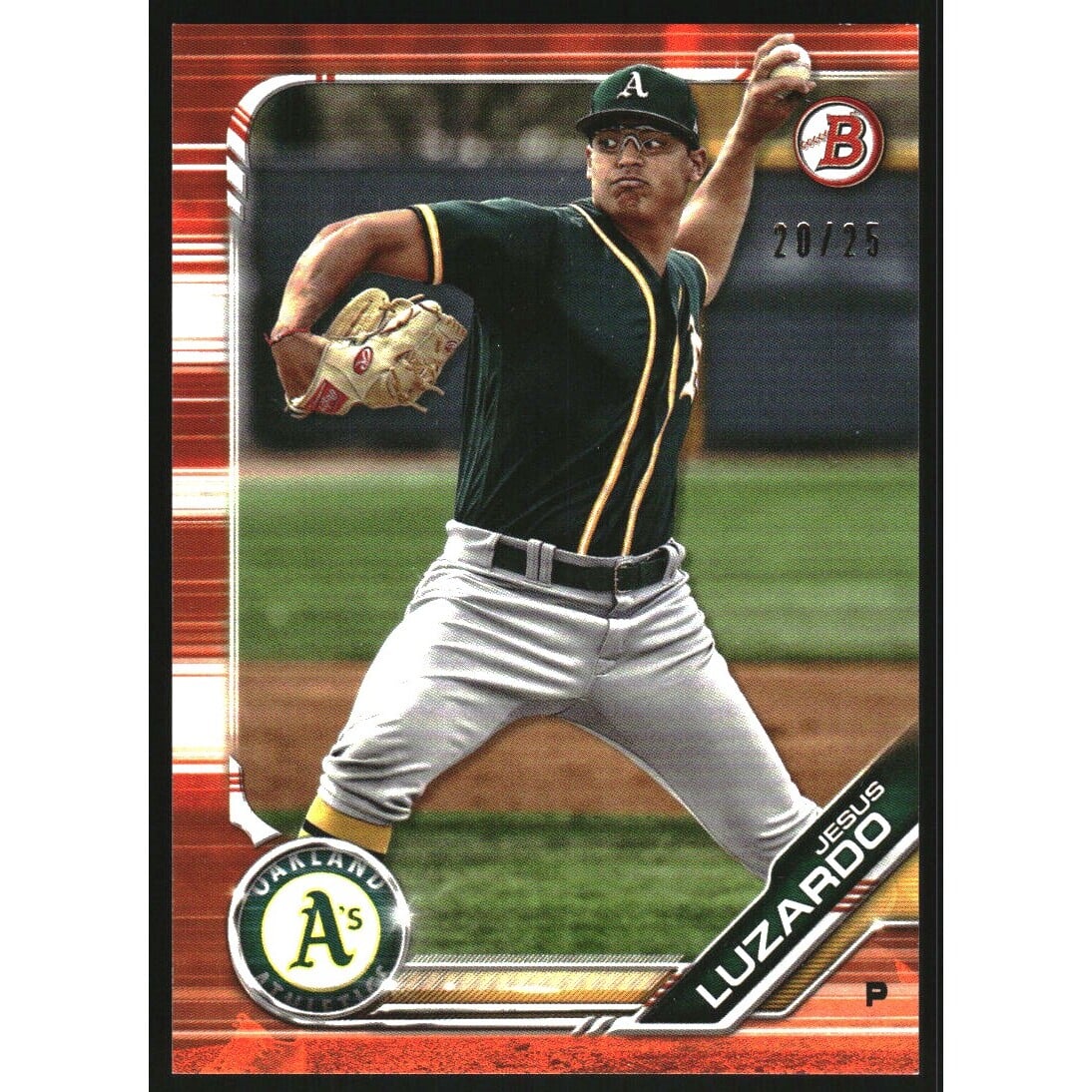 2019 Bowman Prospects Orange #BP96 Jesus Luzardo. rookie card picture
