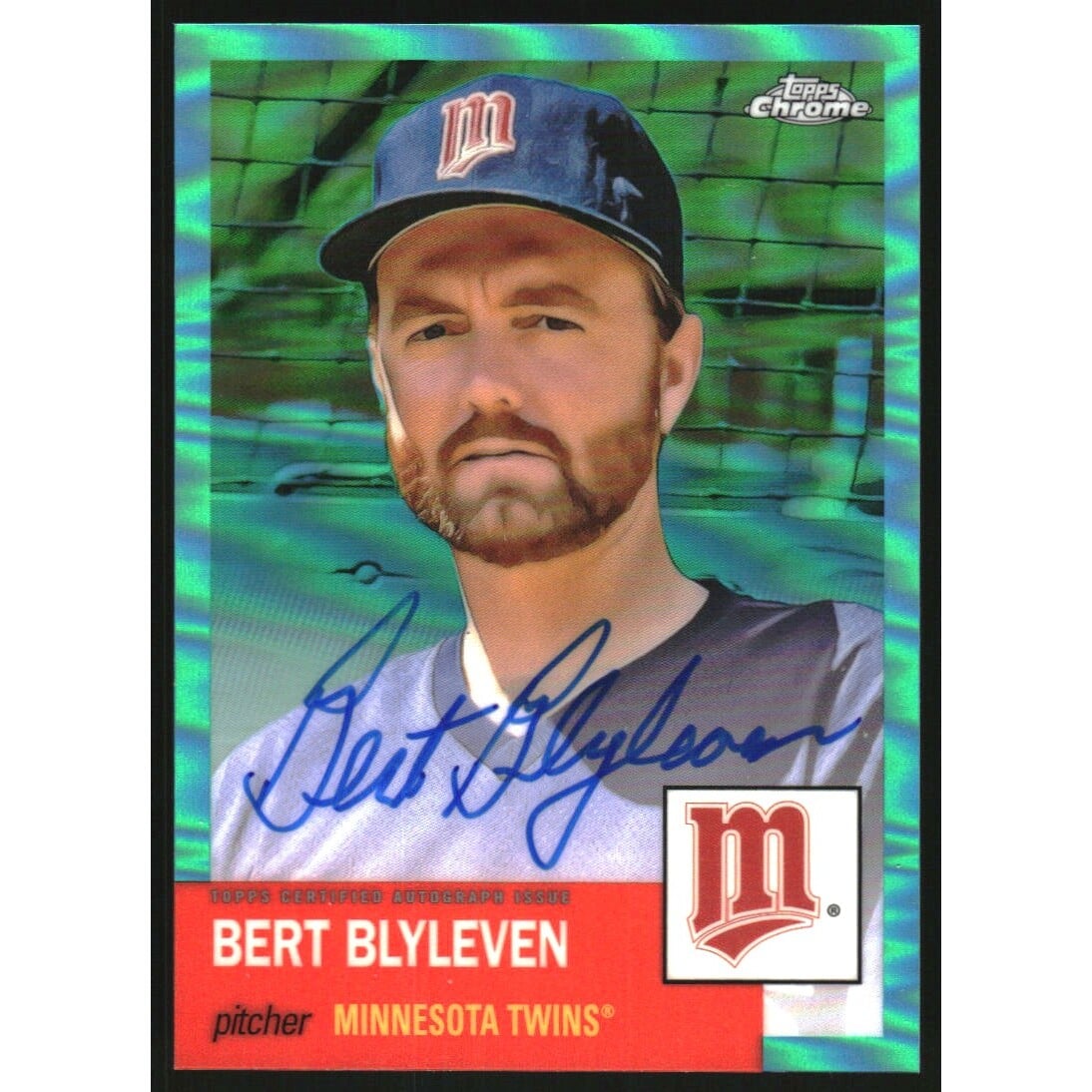 2022 Topps Chrome Platinum Anniversary Autographs Aqua Refractors #CPABB Bert Blyleven. rookie card picture