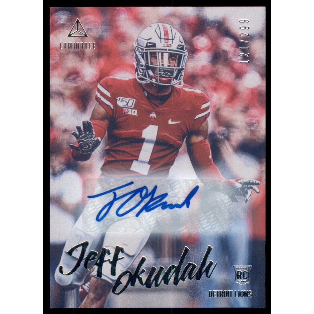 2020 Panini Luminance Rookie Luminance Autographs #119 Jeff Okudah/299. rookie card picture