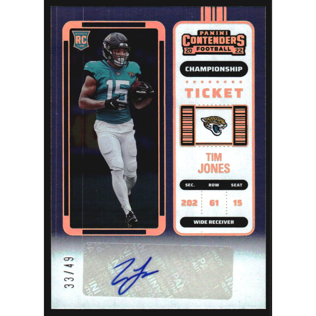 2022 Panini Contenders Championship Ticket #143 Tim Jones AU. rookie card picture