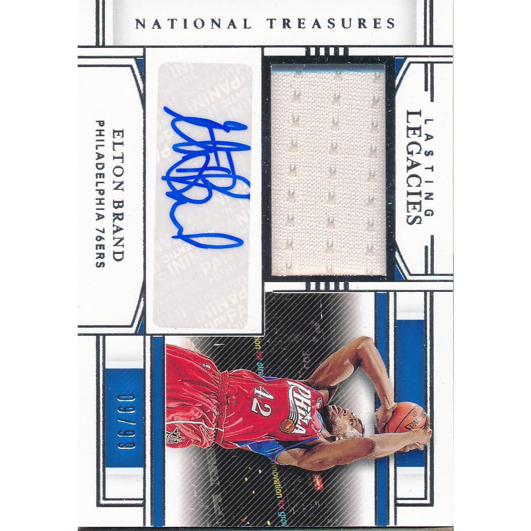 2020-21 Panini National Treasures Lasting Legacies Jersey Autographs #23 Elton Brand/99. rookie card picture