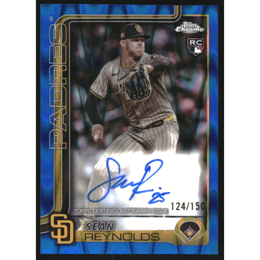 2025 Topps Chrome Rookie Autographs Blue RayWave Refractors #RASR Sean Reynolds. rookie card picture