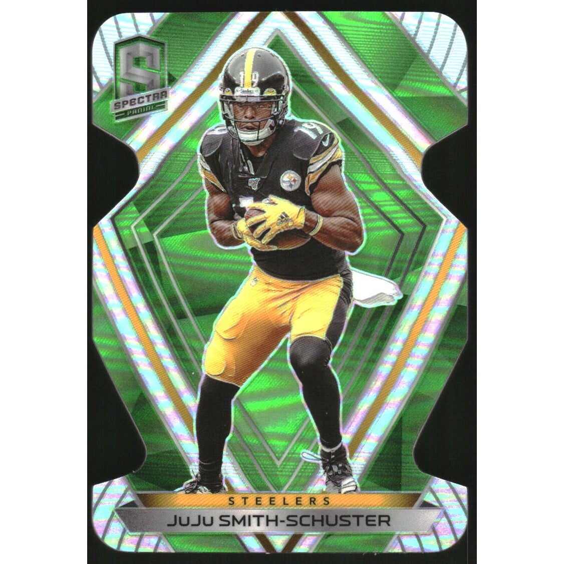 2020 Panini Spectra Neon Green Die Cut #62 JuJu Smith-Schuster. rookie card picture