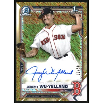 2021 Bowman Chrome Prospect Autographs Gold Shimmer Refractors #CPAJW Jeremy Wu-Yelland