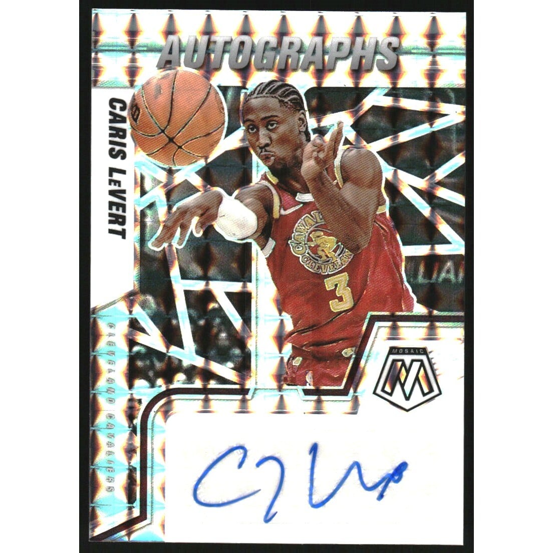 2021-22 Panini Mosaic Autographs Mosaic #22 Caris LeVert. rookie card picture