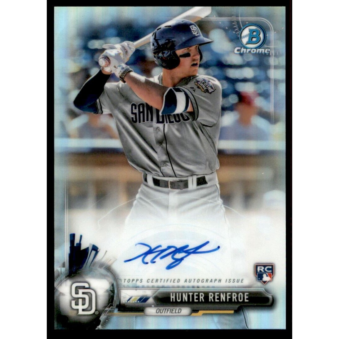 2017 Bowman Chrome Rookie Autographs Refractors #CRAHR Hunter Renfroe. rookie card picture