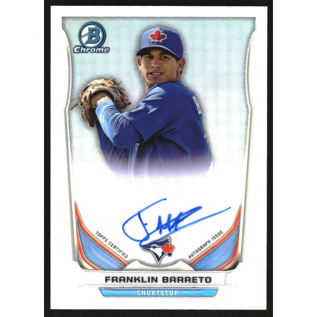 2014 Bowman Chrome Prospect Autographs Refractors #BCAPFB Franklin Barreto. rookie card picture
